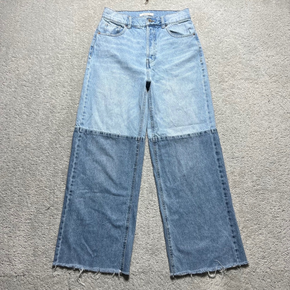 PacSun Baggy Jeans Womens 28 Blue Two Tone Denim High Waist Wide‎ Leg Button Fly